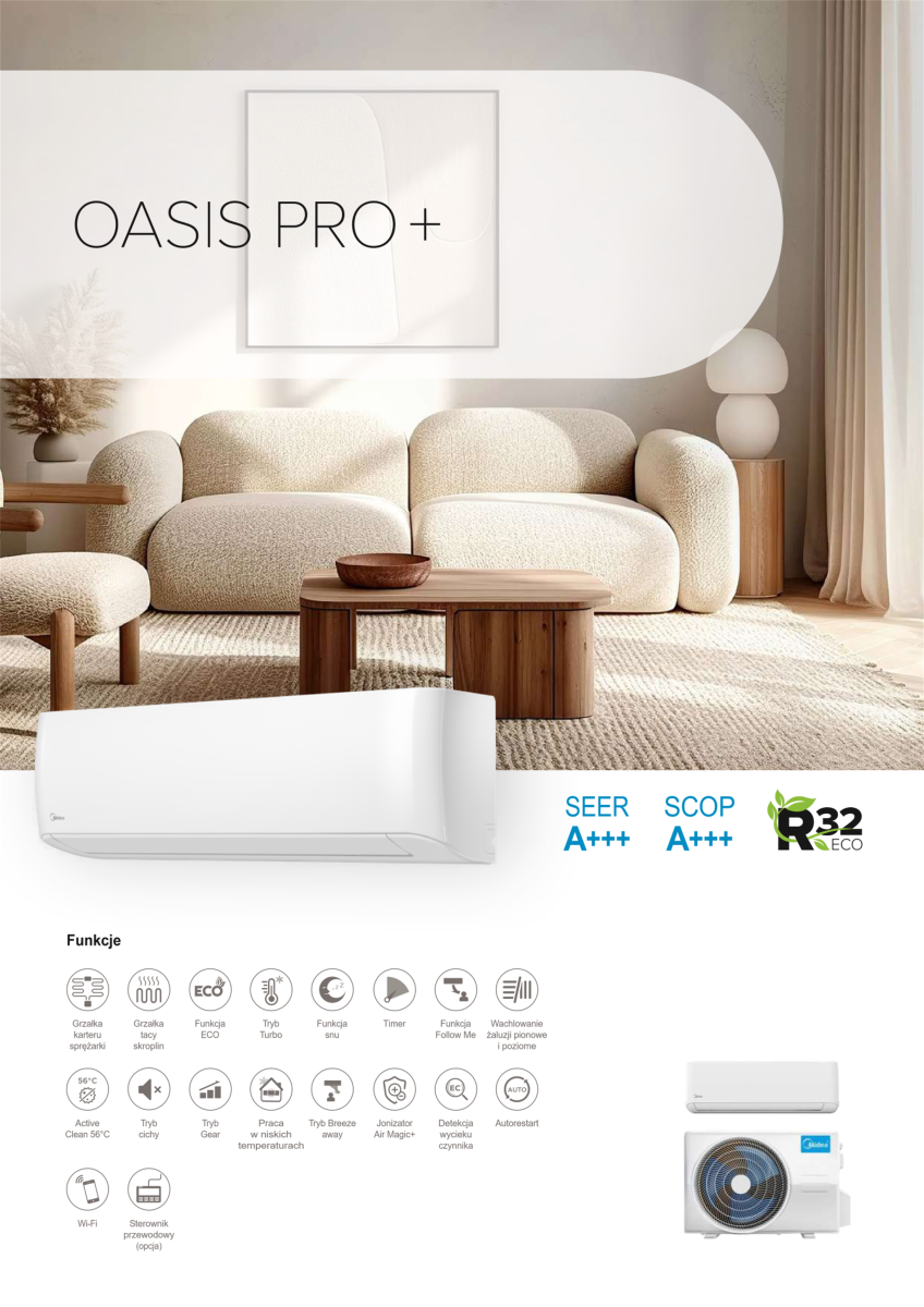 Midea Oasis Pro+ 12  7,2kW luft/luft varmepumpe SCOP 5,3 - Billede 3